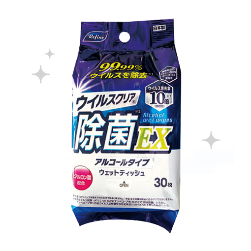 リファイン ウイルスクリア 除菌EX アルコールおでかけウェットティッシュ 30枚1P